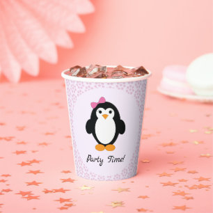 Party Time Girl Penguin Paper Cups