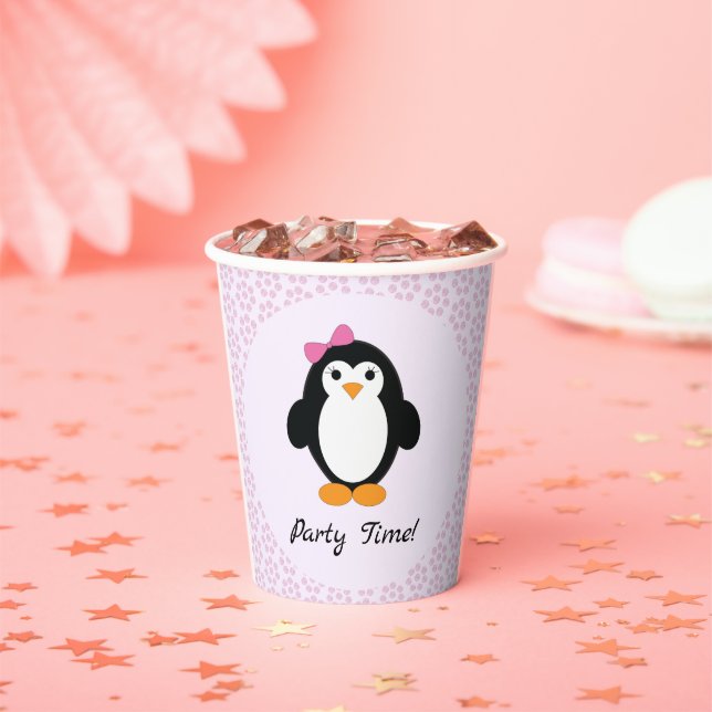 Party Time Girl Penguin  Paper Cups (Insitu)