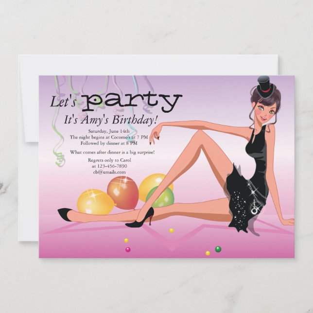 Party Time Girl's Birthday Invitation (Front)