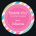 Party Time Girls Birthday Thank You Favour Sticker<br><div class="desc">Party Time Girls Birthday Thank You Favour Sticker. Check out coordinating items in our shop!</div>
