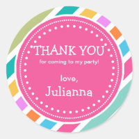 Party Time Girls Birthday Thank You Favour Sticker