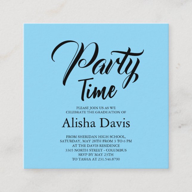 Party Time Graduation Celebration Invitation (Front)