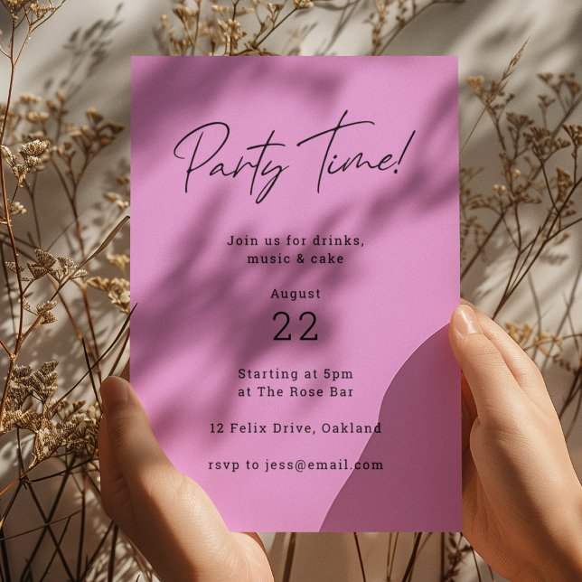 Party Time | Light Magenta Purple Modern Trendy Invitation (Creator Uploaded)
