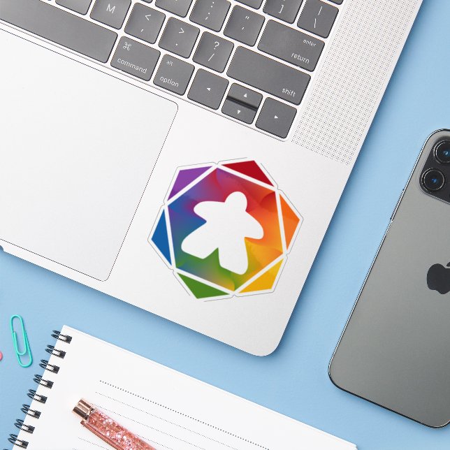 Party Time Meeple Vinyl Sticker (Laptop w/ iPhone)