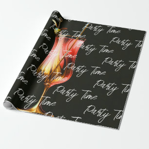 Party Time Neon Modern Personalised Wrapping Paper
