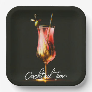 Party Time Neon Modern Personalized Paper Plate