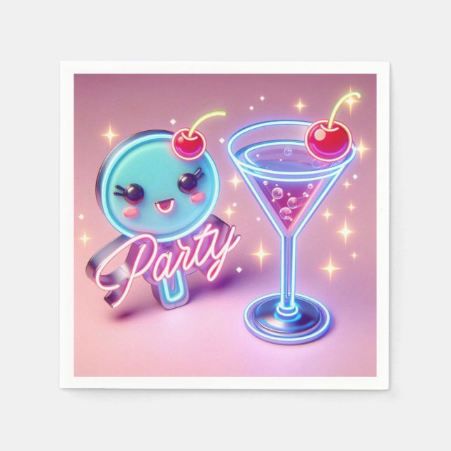 Party Time Neon Pink Napkin (Front)