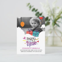 Party Time Photo Birthday Invitation