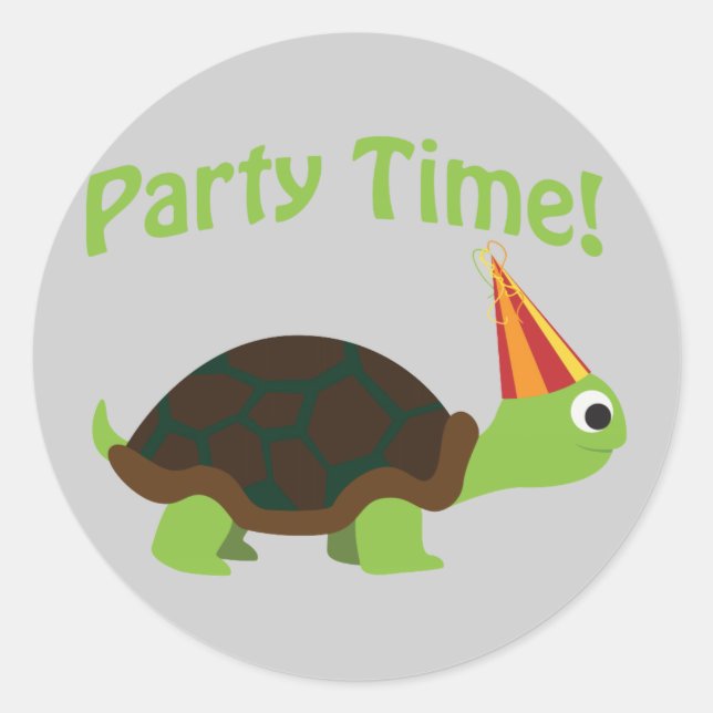 Party Time! Turtle Classic Round Sticker (Front)