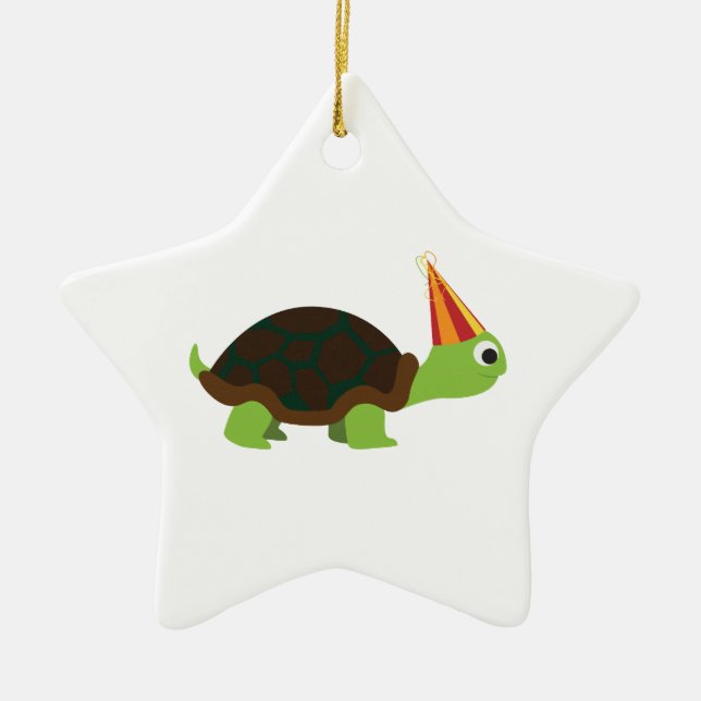 Party Turtle Ceramic Tree Decoration (Front)