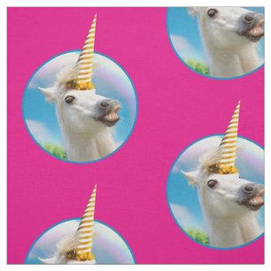 Party Unicorn Horse And Rainbow Fabric