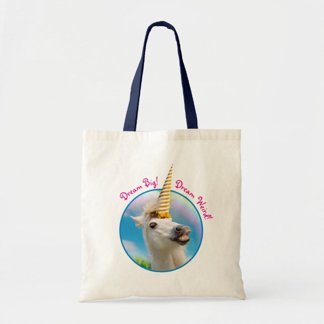 Party Unicorn Horse And Rainbow Tote Bag (Front)