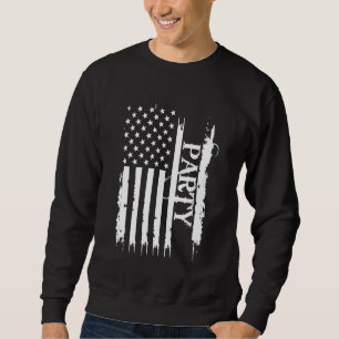 Party United States Distressed w US Flag Sweatshirt