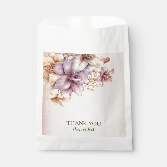 Party Watercolor Boho Pink Flowers Elegant Favour Bags (Front)