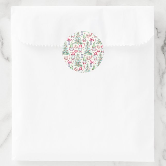 Party Watercolor Christmas Gnomes Sticker (Bag)
