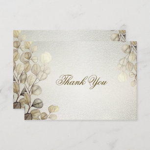 Party Watercolor Golden Eucalyptus Foliage Shiny Thank You Card