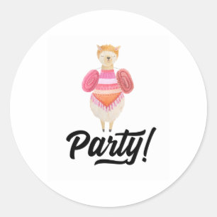 Party! Watercolor Llama Classic Round Sticker