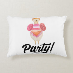 Party! Watercolor Llama Decorative Cushion