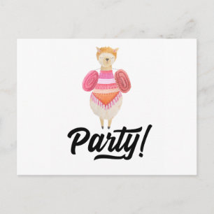 Party! Watercolor Llama Invitation Postcard