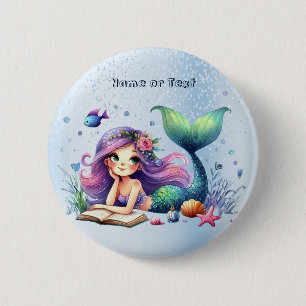 Party Watercolor Mermaid Sea Life Cute Beautiful 6 Cm Round Badge