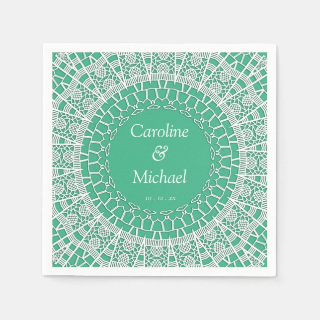 Party Wedding White Lace  Napkin (Front)