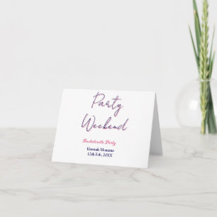 party weekend bachelorette name pink blue trendy d thank you card