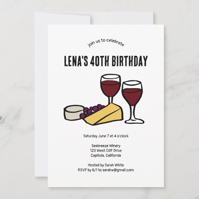 Party Wine & Cheese Tasting Birthday Kraft CUSTOM Invitation (Front)