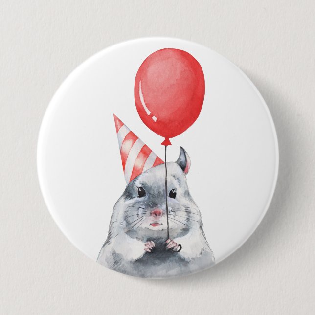 Party with chinchilla 7.5 cm round badge (Front)