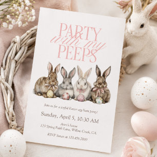 Party With My Peeps Easter Egg Hunt Bunny Kids Invitation