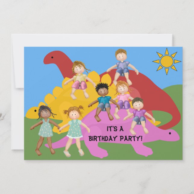 Party With The Dinos Birthday 5x7 Invitation (Front)