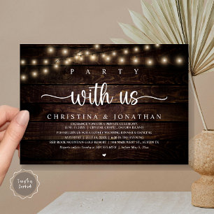Party with us, Rustic Wedding Dinner Elopement Invitation