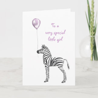 Party Zebra Girls Birthday Card
