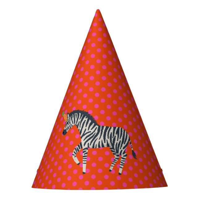 Party Zebra with Pink Dots on Red Hat (Front)