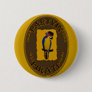 PARTYIN' PIRATE 6 CM ROUND BADGE
