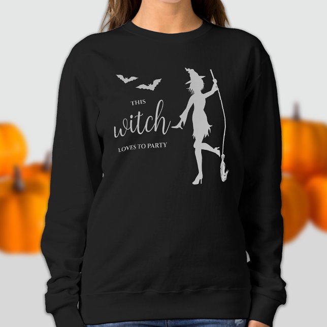 Partying Witch And Bats Silhouette Halloween Sweatshirt (Creator Uploaded)