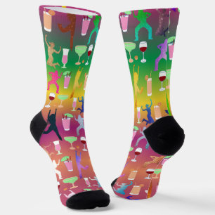 Partying Women With Cocktails Pattern Socks