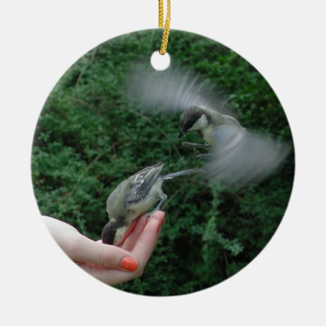 Parus major ceramic tree decoration (Front)