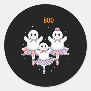Pas De Boo-rée Ballet Dancer Spooky Ghost Hallowee Classic Round Sticker