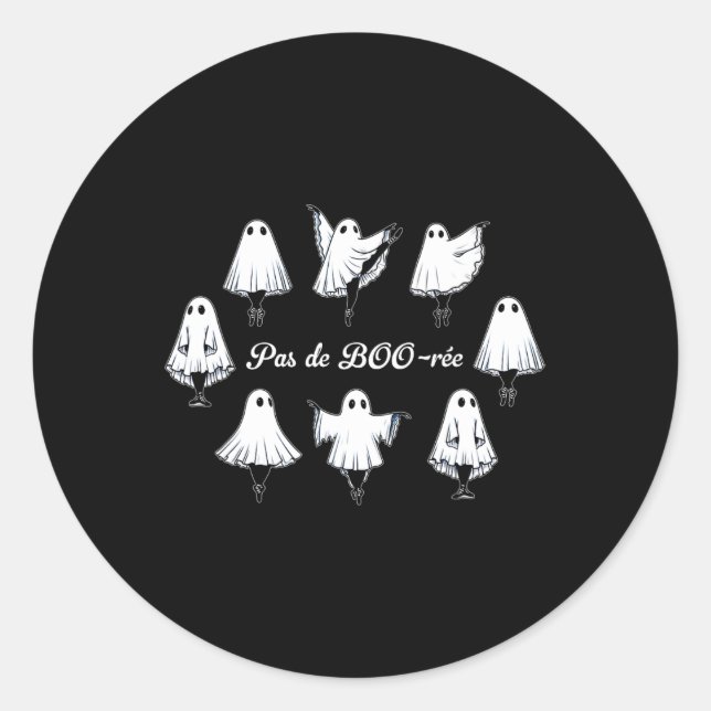 Pas De Boo-rée Funny Ballet Ghosts Dance Halloween Classic Round Sticker (Front)