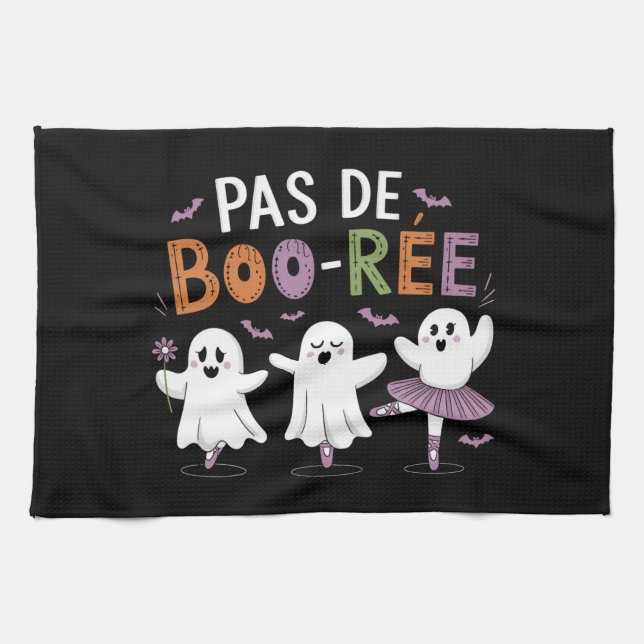 Pas de BOO-ree Ghost Ballet Dancer Teacher  Tea Towel (Horizontal)
