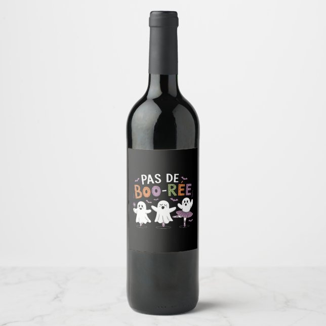 Pas de BOO-ree Ghost Ballet Dancer Teacher  Wine Label (Front)