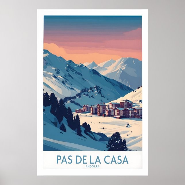 Pas de la Casa Andorra Poster Pyrenees Ski Resort (Front)