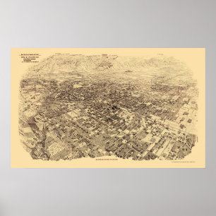 Pasadena, CA Panoramic Map - 1903 Poster