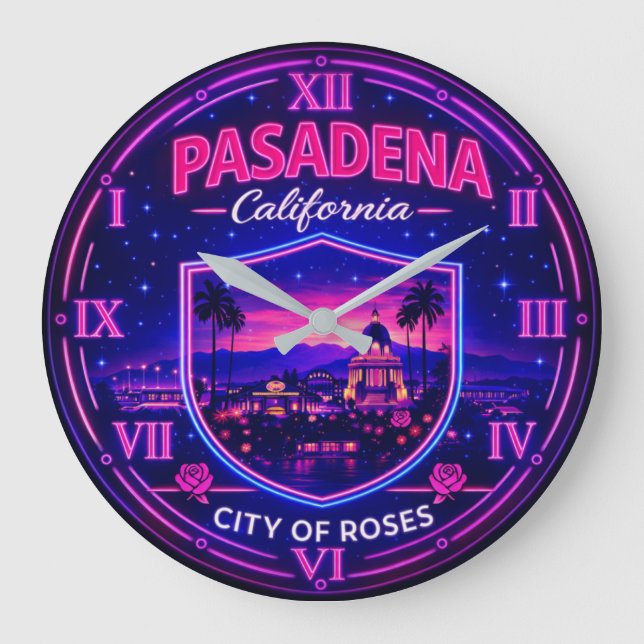 Pasadena California City of Roses  Large Clock (Front)
