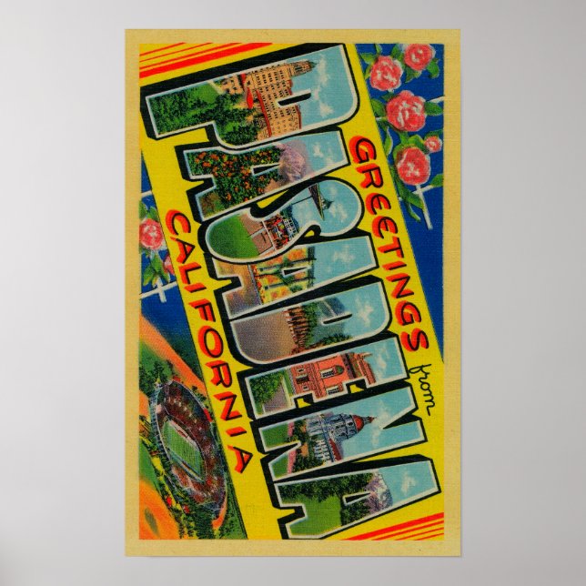 Pasadena, California - Large Letter Scenes Poster (Front)