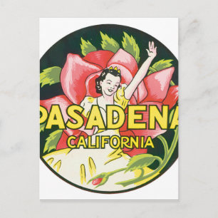Pasadena California Vintage Travel Poster Artwork Postcard