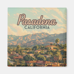 Pasadena Los Angeles California Mountains Vintage Magnet