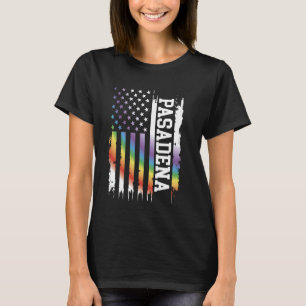 Pasadena United States Distressed Rainbow w US Fla T-Shirt