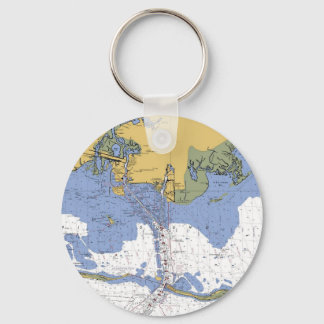 Pascagoula,Mississippi Nautical Chart Keychain