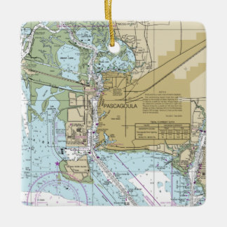 Pascagoula MS Nautical Chart Ceramic Ornament